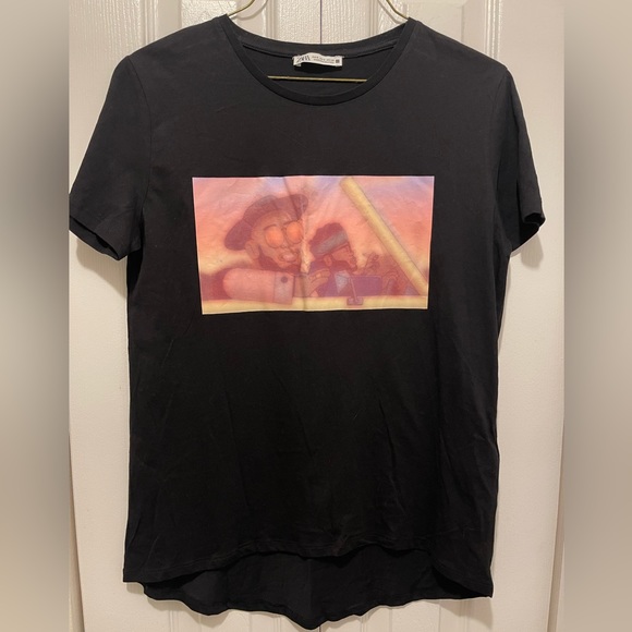 Zara Black Graphic Tee - Picture 1 of 4